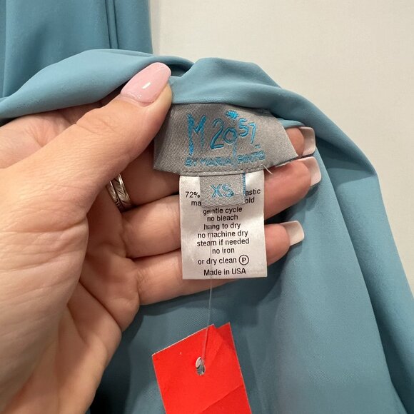 Maria Pinto 2023S Blue Boat Neck Hot Time In The City Drape Mini Dress size XS - Picture 6 of 7